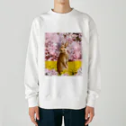 うさぎのうみちゃんねるショップのお花見うさぎ-うさぎのうみ Heavyweight Crew Neck Sweatshirt