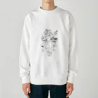 空想画学販売所の猫のフラダンサー　正面姿 Heavyweight Crew Neck Sweatshirt