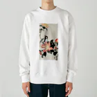 MUGEN ARTの小原古邨　椿に四十雀  Ohara Koson / Great tit on branch with pink flowers  Heavyweight Crew Neck Sweatshirt