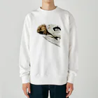 尊いイッヌの白目を剥いたイッヌ Heavyweight Crew Neck Sweatshirt