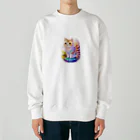 dolphineの上目遣いで見上げるrainbow cute cat Heavyweight Crew Neck Sweatshirt