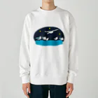 小鳥と映画館の夜のユリカモメ Heavyweight Crew Neck Sweatshirt