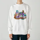 POWAQAの花畑と窓の外(色違いとロゴ有りver) Heavyweight Crew Neck Sweatshirt