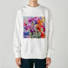 botanicalartAIのカラフルなスイトピー Heavyweight Crew Neck Sweatshirt