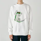 mini gecooperの餌欲しそうにこちらを見つめるグランディスヒルヤモリ Heavyweight Crew Neck Sweatshirt