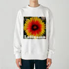 Laffnamo ラフなモーションのフラワー イエローオレンジ Heavyweight Crew Neck Sweatshirt