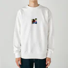 テルのビジネス大学のショップの可愛い犬と少女 Heavyweight Crew Neck Sweatshirt