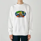 もふもふ♡けもっ娘村　(摩耶夕湖)の『釣り吉お稲荷ちゃん🎣🦊』Ａ楕円型 Heavyweight Crew Neck Sweatshirt