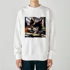 デザインウェアハウスちひろのハチワレにゃんこ Heavyweight Crew Neck Sweatshirt