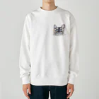 れいにゃん堂&れいにゃあ～と😺のチョークアートの見上げるサビ猫 Heavyweight Crew Neck Sweatshirt