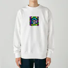 チワワ愛好家ショップのステンドグラスアートの中で息づくチワワの可愛さ Heavyweight Crew Neck Sweatshirt