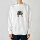 みぽりんショップのアルビノセキセイインコハクちゃん Heavyweight Crew Neck Sweatshirt