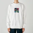 SK8461の自由の女神とアメリカ国旗 Heavyweight Crew Neck Sweatshirt