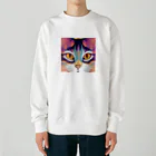 猫の憩い場のアートな猫 Heavyweight Crew Neck Sweatshirt