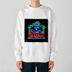 N SAUNA LOGOのネオン風サウナロゴ2 Heavyweight Crew Neck Sweatshirt