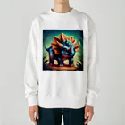 春乃遊羽アイディアイラストショップの可愛いトリケラトプス Heavyweight Crew Neck Sweatshirt