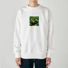 フリーダムの元気なカエル　ピクセルアート Heavyweight Crew Neck Sweatshirt