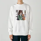 可愛いは正義！のネコミミの女の子とネコ Heavyweight Crew Neck Sweatshirt