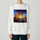 宇宙開発デザイン科の夕陽の中の城 Heavyweight Crew Neck Sweatshirt