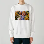 poketuのかわいい少女のイラストグッズ Heavyweight Crew Neck Sweatshirt