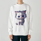 Hoshi_Hikariのホワイトにゃんこ Heavyweight Crew Neck Sweatshirt