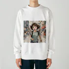 底辺の底辺好きな事を気ままに…。の走る元気な女の子 Heavyweight Crew Neck Sweatshirt