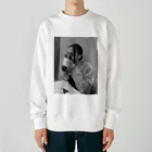 Haworthiaの茶をすする俺白黒 Heavyweight Crew Neck Sweatshirt