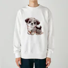 もふもふデザインストアの癒しのふわふわ、もちもち犬 Heavyweight Crew Neck Sweatshirt