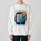 ワンダーワールド・ワンストップのスマホとユニークなキャラクター Heavyweight Crew Neck Sweatshirt