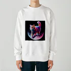 ニャーちゃんショップのムーンキャット【月で暮らす猫】 Heavyweight Crew Neck Sweatshirt