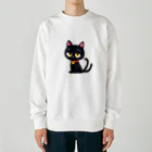 にゃんたれの見つめる黒猫 Heavyweight Crew Neck Sweatshirt