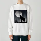 しるえっとの月に遠吠えする狼 Heavyweight Crew Neck Sweatshirt