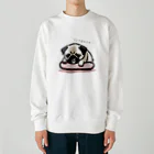 モツ鍋屋のふて寝するパグ Heavyweight Crew Neck Sweatshirt