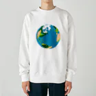 コチ(ボストンテリア)の地球(ドット絵) Heavyweight Crew Neck Sweatshirt