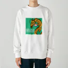 kazu_gの幸せの金龍さん（緑） Heavyweight Crew Neck Sweatshirt