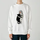 小鳥と映画館のイナズマメイクの女性と黒猫 Heavyweight Crew Neck Sweatshirt