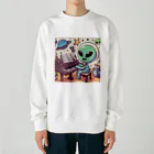 おふざけのピアノ弾く宇宙人 Heavyweight Crew Neck Sweatshirt