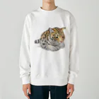 姫とすずり。の静かなかわいらしいヒョウ Heavyweight Crew Neck Sweatshirt