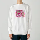 大漁旗　和柄のshopのピンク鳳凰　波　和柄 Heavyweight Crew Neck Sweatshirt