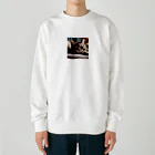 SaltyCookie Design Worksのドアップで寝ているネコ[カラー] Heavyweight Crew Neck Sweatshirt