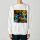 自然大好きの渓流のカワセミ Heavyweight Crew Neck Sweatshirt