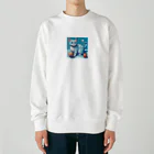 raft.weavingの狩猫ブルー Heavyweight Crew Neck Sweatshirt