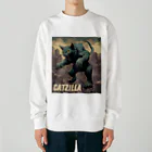 HappyFaceMarketのゴジラになりたい猫 CATZILLA Heavyweight Crew Neck Sweatshirt