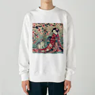 ParadigmStar　パラダイムスターの和風cat 見返り桜 Heavyweight Crew Neck Sweatshirt