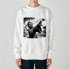 sakura1031のダジャレ仏像シリーズ・投げる像 Heavyweight Crew Neck Sweatshirt