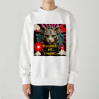 55kentanの吾輩は猫だんべな Heavyweight Crew Neck Sweatshirt