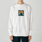 namahage1975のじぇっとすきーをするねこ Heavyweight Crew Neck Sweatshirt