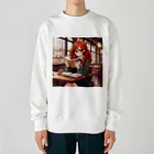 プリンゴブリンの赤毛の読書メガネさん Heavyweight Crew Neck Sweatshirt