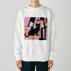 sefyの夕暮れの黒猫ちゃん Heavyweight Crew Neck Sweatshirt