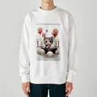 恥ずかしがり屋のねこショップの猫とお花 Heavyweight Crew Neck Sweatshirt